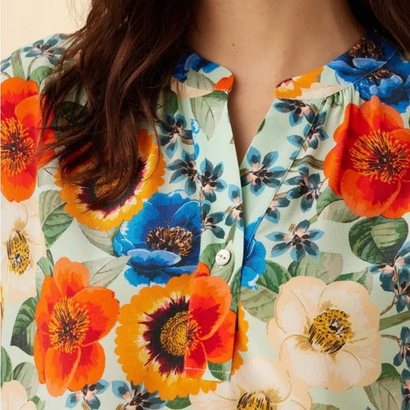 Amour Vert Orange Yellow Boxy Polo Blouse - Picture 3 of 7